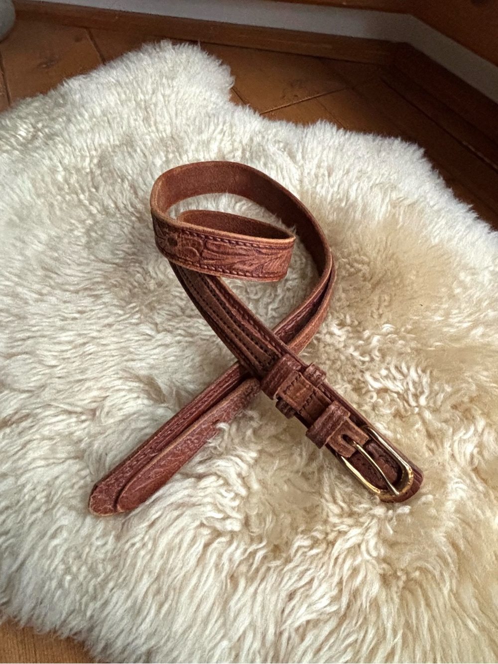 Vintage Tooled Leather Belt